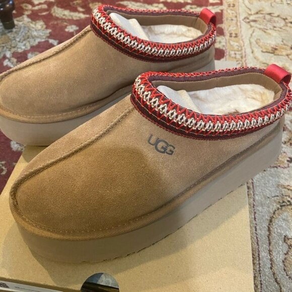 UGG TAZZ Platform Slippers Womens shoes Chestnut - Picture 2 of 3